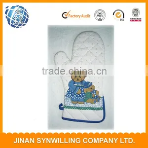 Promotional Gifts Printing Oven Mitts Home Kitchen Baking Gloves Cotton White thumbnail-4