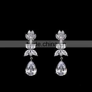 2016 Latest Design High Quality Women Fashion Necklace Jewelry Long Silver Zircon Necklace Set thumbnail-2