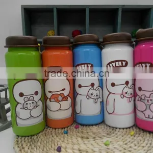 420ml Single Wall Stainless Steel Sports/outdoor Water Bottle With Pattern and Plastic Lid thumbnail-2