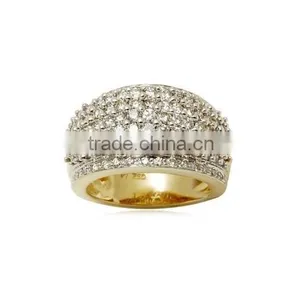 Heavy Micro Set Diamonds Yellow Gold Women Ring thumbnail-1