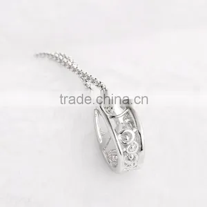 925 Sterling Silver Horse Shoe Shape Dancing Stone Pendant Necklace Jewelry SPG900W thumbnail-6