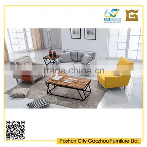 Modern Comfortable Living Room Sofa Set Nordic Style Wooden Legs Fabric Sofa With Button Tufted Back Cushions thumbnail-3