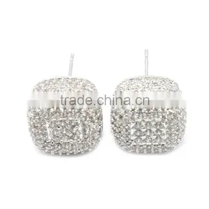 925 Silver Cubic Zircon Stud Earring White CZ Jewelry Factory Price thumbnail-2