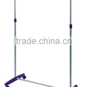 Single Silver Chrome Cloth Garment Rack Clothes Hanging Stand Purple Color thumbnail-1