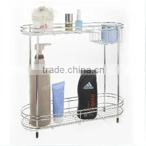 Stainless Steel Bathroom Shower Two Layers Shampoo Rack thumbnail-1