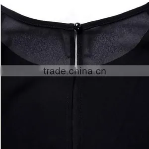 Women's Casual Backless Chiffon Lace O Neck Short Sleeve Summer Dress thumbnail-5