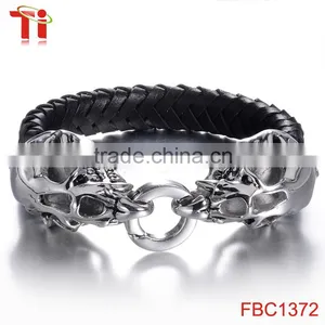 Men Black Braided Leather Bracelet Cool Bracelet for Boys New thumbnail-3