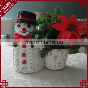 2016 New Snowman and Baskets Design White Wicker Craft Christmas Decor thumbnail-1