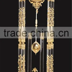 Gold Gilt Brass Mounted Grandfather Floor Clock With Crystal Column, 24K Gold Plated Floor Clock thumbnail-2