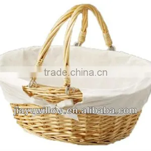 Natural Empty Willow Wicker Storage Gift Basket With Handle thumbnail-1