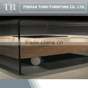 Modern Living Room Furniutre Glass Side Table With Wheels thumbnail-6