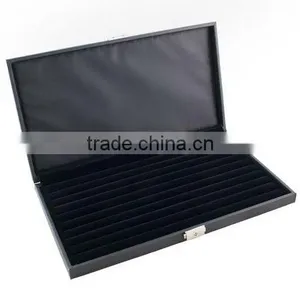 10 Compartments Black Necklace And Bracelet Jewelry Box With Lock thumbnail-1