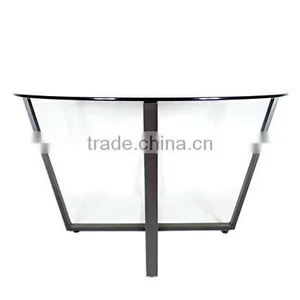 Made in China Metal Type Living Room Furniture Round Shape Glass Top Table With Folding Metal Frames thumbnail-3