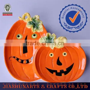 Smile Pumpkin Halloween Ceramics Plate thumbnail-1