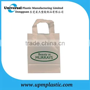 Waterproof Blockbottom White PE Film Flexile Loop Handle Plastic Gift Bag for Pharmacy thumbnail-2