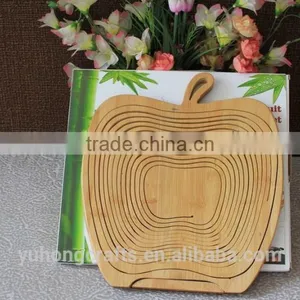 100% Bamboo Made Apple Shape Folding Fruit Basket thumbnail-3