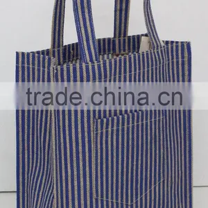 Hot One Color Allover Strip Print Male Hifashionable Tote Bag With Pocket - pp Laminated Jute Fabric thumbnail-2