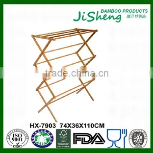 Foldable Bamboo Wood Clothes Drying Hanger Stand thumbnail-1