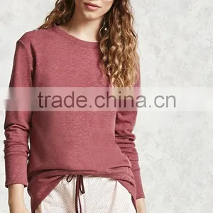 Plus Size Women Clothing 2017 High Low Fleece Solid Lightweight Knit No Hooded Sweatshirt Round Neck Super Oversized Hoodie thumbnail-2