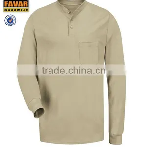 Mens Khaki Flame Resistant Cotton T Shirt FR T-shirt thumbnail-1
