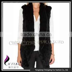 CX-G-B-271C Rex Rabbit Fur Flower Elegant Women Fur Fashion Girl Waistcoat thumbnail-5