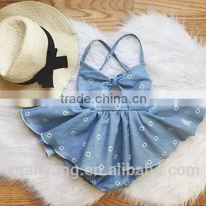 New Arrival Baby Boutique Clothing off Shoulder White Flower Skirt Designer One Piece Party Dress thumbnail-1