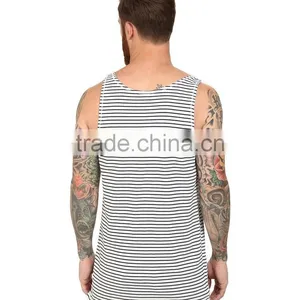 Dri Fit Mens Casual Vest Tank Top Mens Casual Vest Black and White Stripe Mens Casual Vest thumbnail-3