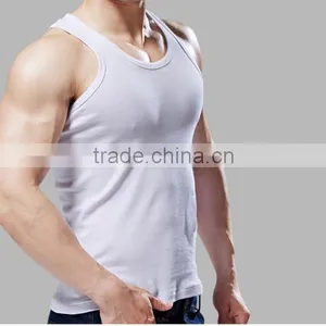 Trade Assurance Custom 100% Cotton Close-fitting Gym Plain Mens Tank Top thumbnail-6