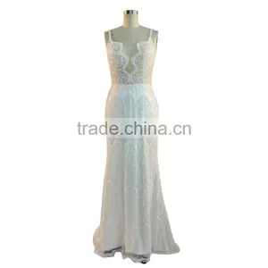 Spaghetti Strap Satin Wedding Dress Ivory Sheath/Column Dress thumbnail-1