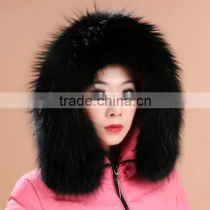 Myfur Top Quality Soft Black Color Raccoon Fur Collar for Hood thumbnail-1