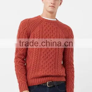Men's Chunky Cable Knit Pattern Cotton Sweater for Wholesale thumbnail-2