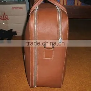 High Quality Genuine Cow Light Brown Leather Travel Briefcase Leather Bag thumbnail-2