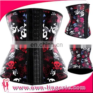 Wom Wholesale Plus Size Corset Rubber Waist Printed Skull Corset thumbnail-1