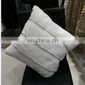 Wholesale Price Rex Rabbit Head Fur Pillow Real Fur Pillow Cover Throw Pillowcase Cushion Covers thumbnail-1