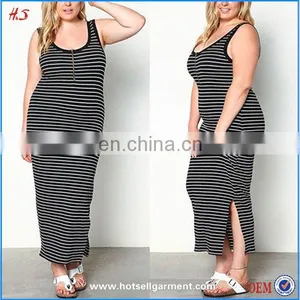 High Quality Wholesale Clothing Women Plus Size Front Zipper Stripe Knit Maix Dress Xxxxl Fancy Dress thumbnail-1