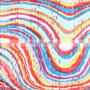 Red Stripe Kantha Cushion Cover Indian Cotton Handmade Kantha Throw Pillow Cover Hande Quilted Decorative Cushion Cover Art thumbnail-2
