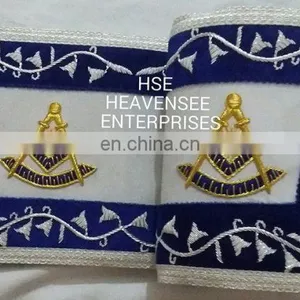 MASONIC REGALIA PAST MASTER CUFF'S WHITE BLUE thumbnail-1