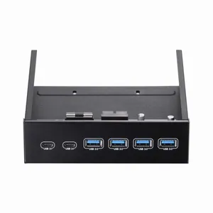 Unestech Computer Front Panel Optical Drives 4 Ports USB 3.0 + 2 Ports Type-C Internal Expansion Bracket Mount HUB Bay thumbnail-1
