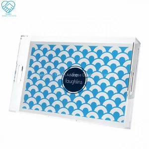 To Win-Modern Acrylic Tray With Insert Clear Lucite Serving Tray With Handle thumbnail-1