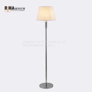 Fancy Decorative Fabric Classic Chrome Steel Stainless Hotel Floor Lamp Modern For Living Room thumbnail-2