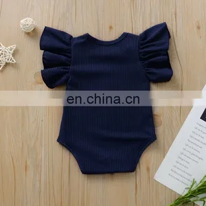 Wholesale Sweet Cotton Baby Rib Cotton Clothes Baby Girls Ruffle Romper thumbnail-6