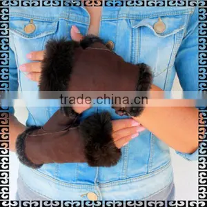 Stock New Fashion Cheap Brown Women Leather Gloves thumbnail-1