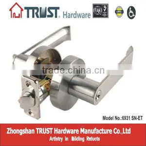 6931SN-ET:Trust Heavy-duty North American Tubular Lever Door Handle Lock With Brass Cylinder thumbnail-1