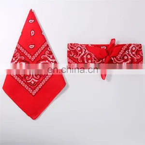 Multi Functional Sports Square Headband Neck Wrap Paisley Pattern 100% Cotton Bandanas Both Side Printed Logo thumbnail-4
