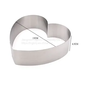 3Pcs Different Size 3d Diy Mousse Fondant Baking Custom Heart Shape Stainless Steel Cake Mould thumbnail-5