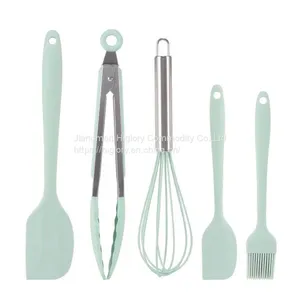 Wholesale Kitchen Accessories 5Pcs Heat Resistant Food Silicone Kitchen Utensils Cooking Spatula Set thumbnail-4
