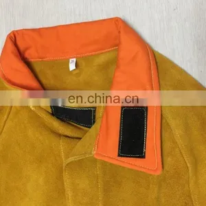 Mens Cow Split Leather Welding Apron With Long Sleeves, Welder Leather Apron, Safety Jacket thumbnail-3