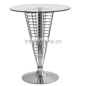 Fancy Design Steel Rod Base Glass Top Coffee Table thumbnail-2