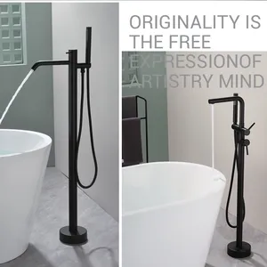 Minimalist Design Smooth Lines Elegant Shape Floor Mounted Bathtub Mixer Series thumbnail-3