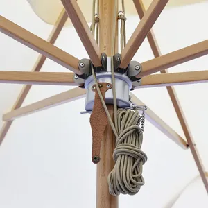 Heavy-duty Wooden Patio Umbrella, Luxury Double Pulley Cord, Garden Umbrella, Suitable for Commercial Customization. thumbnail-4